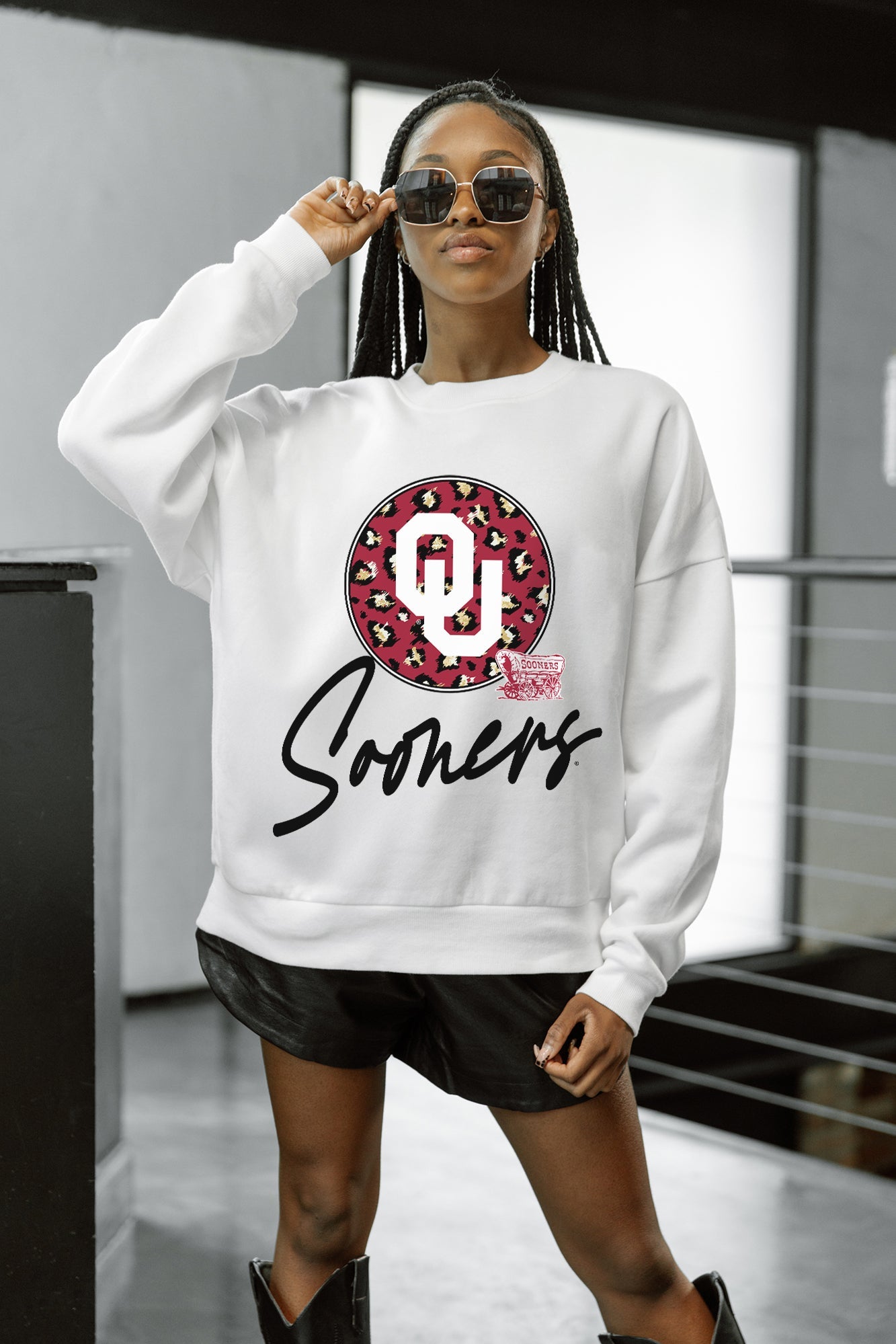 OKLAHOMA SOONERS WILD BREAKTHROUGH PREMIUM FLEECE CREWNECK PULLOVER