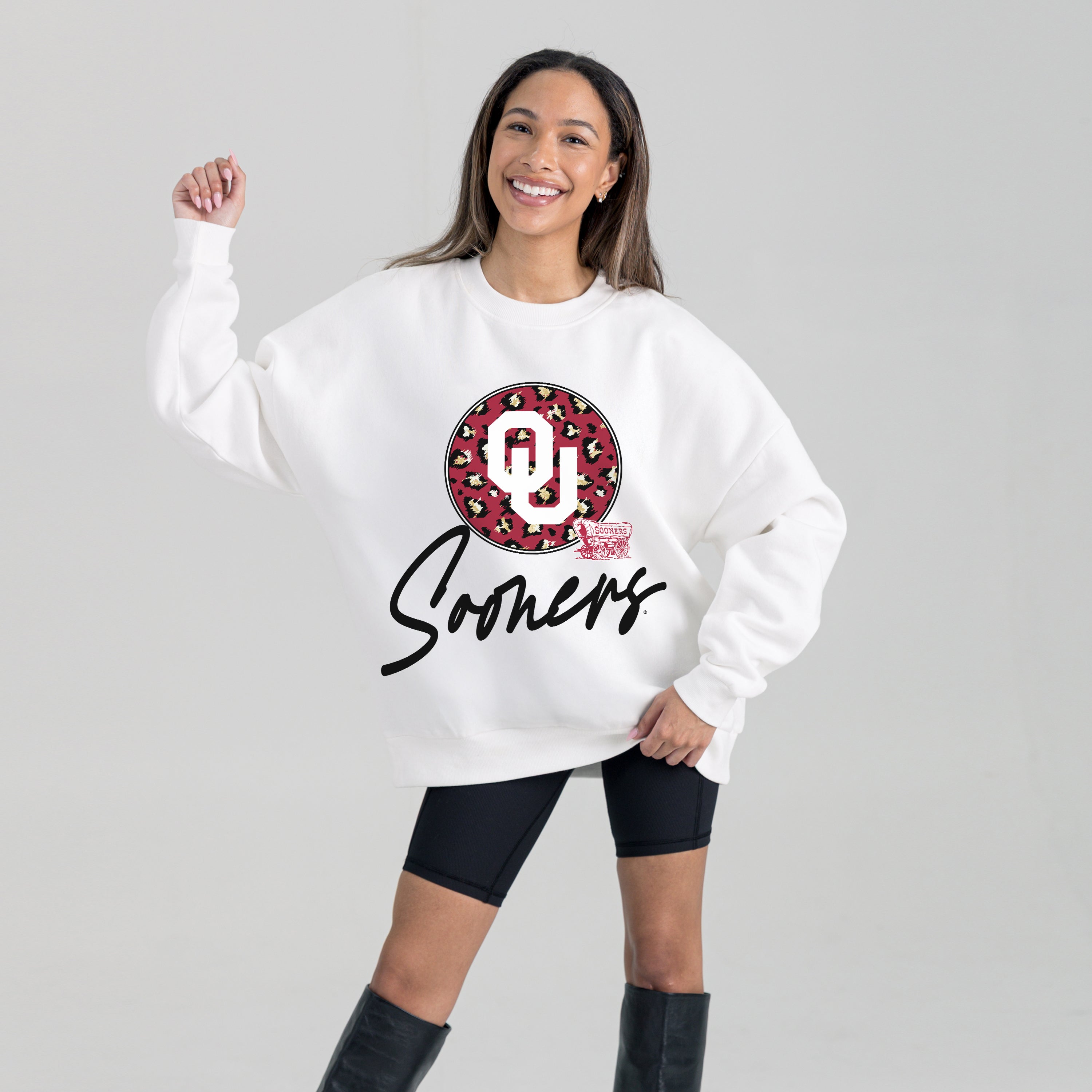 OKLAHOMA SOONERS WILD BREAKTHROUGH PREMIUM FLEECE CREWNECK PULLOVER