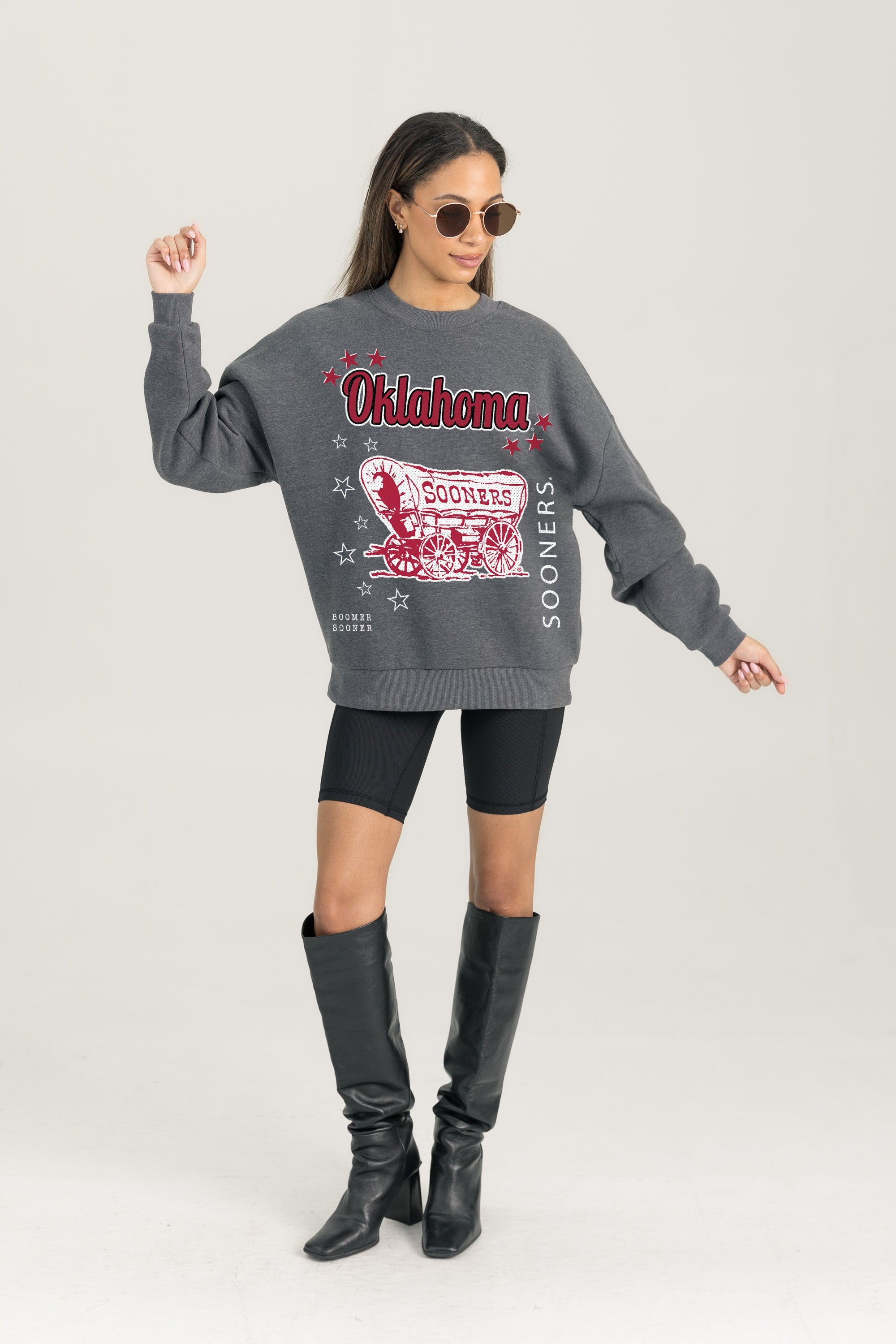 OKLAHOMA SOONERS READY TO RUMBLE PREMIUM FLEECE DROP SHOULDER CREWNECK PULLOVER
