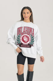 OKLAHOMA SOONERS HERITAGE PREMIUM FLEECE DROP SHOULDER CREWNECK PULLOVER
