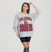 OKLAHOMA SOONERS FIERCE FOCUS PREMIUM FLEECE DROP SHOULDER CREWNECK PULLOVER