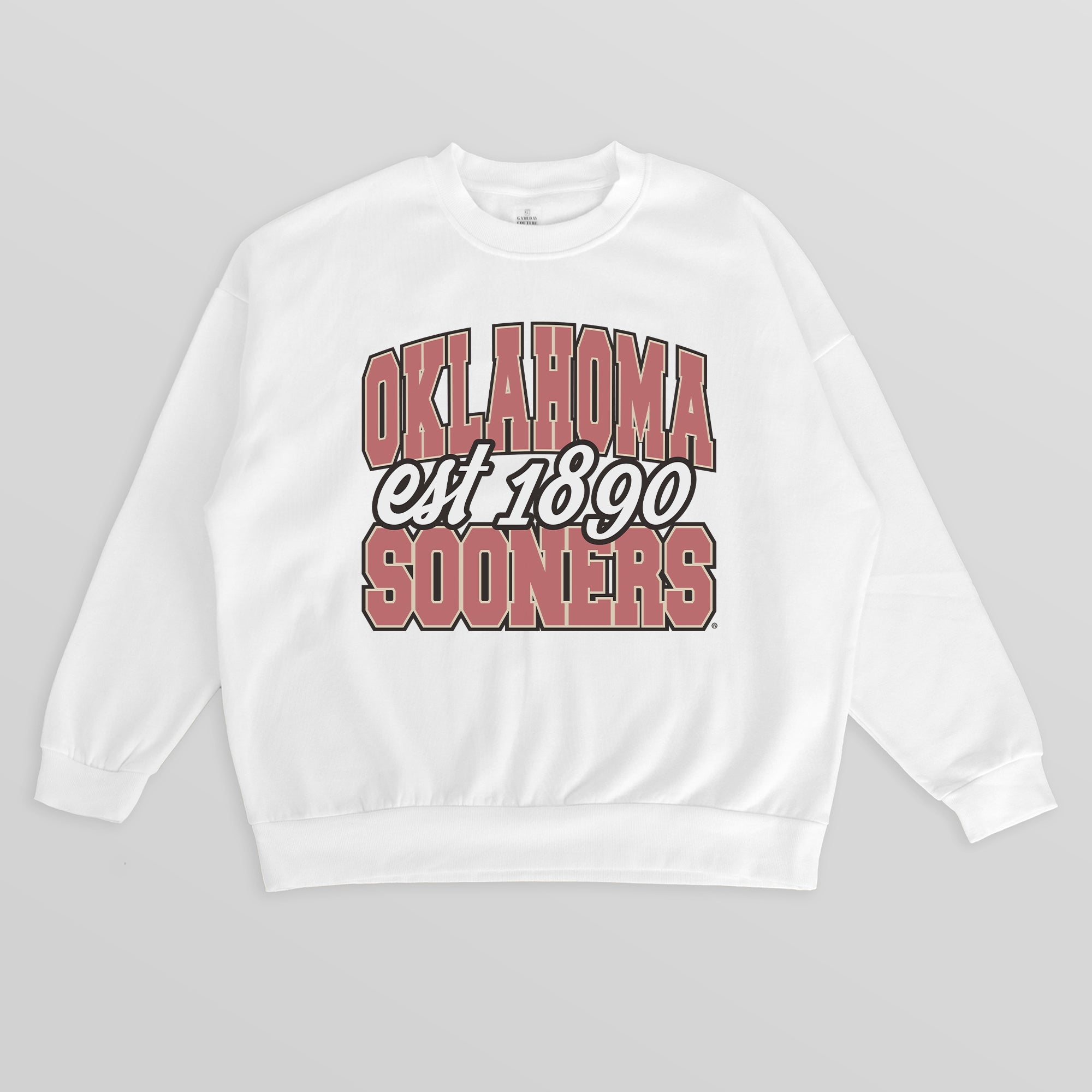 OKLAHOMA SOONERS FADED FORMATION PREMIUM FLEECE DROP SHOULDER CREWNECK PULLOVER