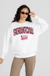 OKLAHOMA SOONERS SWEET PLAY PREMIUM FLEECE DROP SHOULDER CREWNECK PULLOVER
