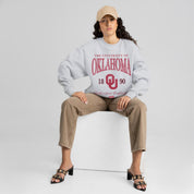 OKLAHOMA SOONERS INSTANT CLASSIC PREMIUM FLEECE DROP SHOULDER CREWNECK PULLOVER