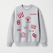 OKLAHOMA SOONERS ALL IN REPEAT PREMIUM FLEECE DROP SHOULDER CREWNECK PULLOVER