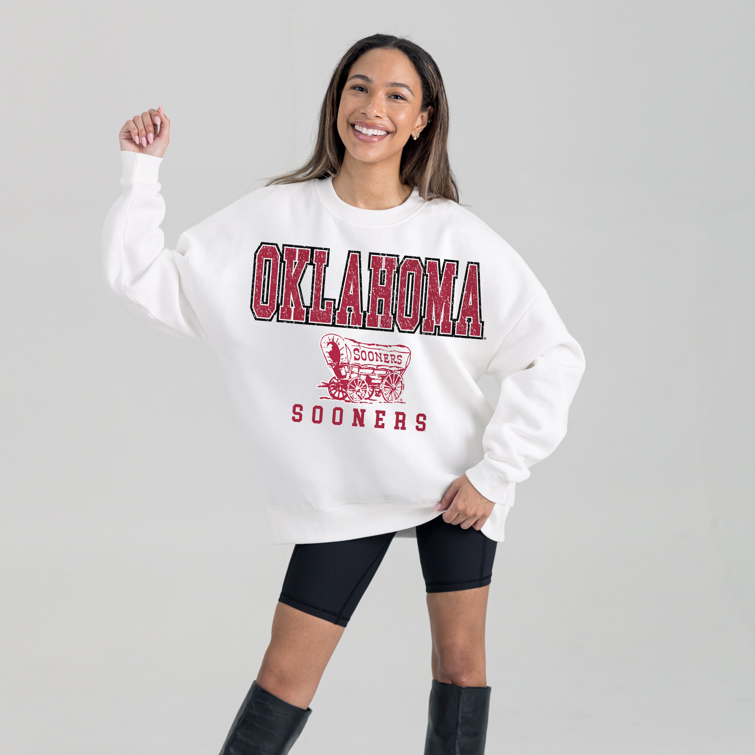 OKLAHOMA SOONERS Freestyle Fleece Drop-Shoulder Pullover