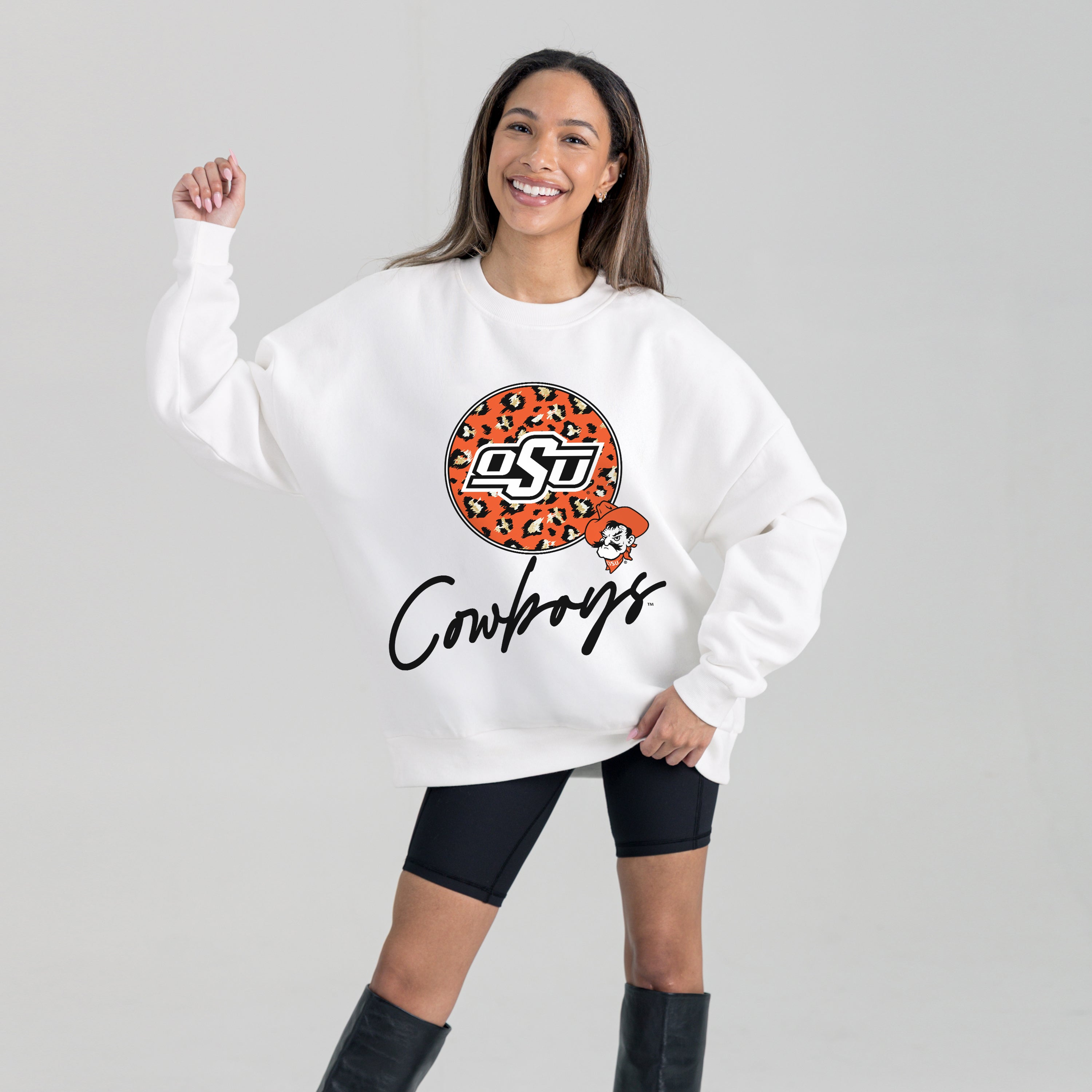 OKLAHOMA STATE COWBOYS WILD BREAKTHROUGH PREMIUM FLEECE CREWNECK PULLOVER