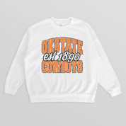 OKLAHOMA STATE COWBOYS FADED FORMATION PREMIUM FLEECE DROP SHOULDER CREWNECK PULLOVER