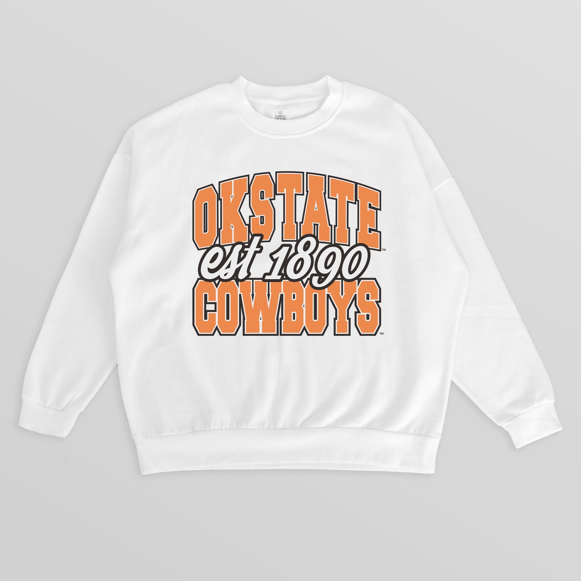 OKLAHOMA STATE COWBOYS FADED FORMATION PREMIUM FLEECE DROP SHOULDER CREWNECK PULLOVER