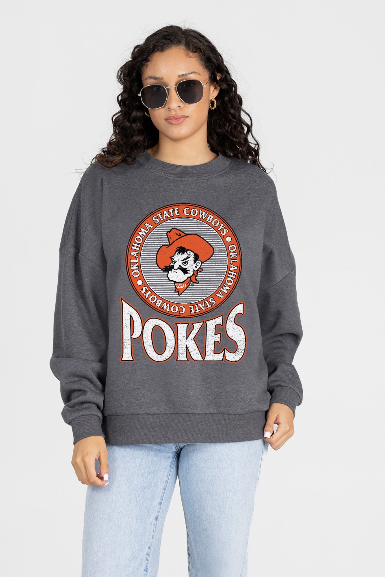 OKLAHOMA STATE COWBOYS SATURDAY SEAL PREMIUM FLEECE DROP SHOULDER CREWNECK PULLOVER