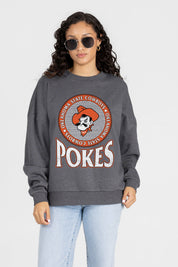 OKLAHOMA STATE COWBOYS SATURDAY SEAL PREMIUM FLEECE DROP SHOULDER CREWNECK PULLOVER