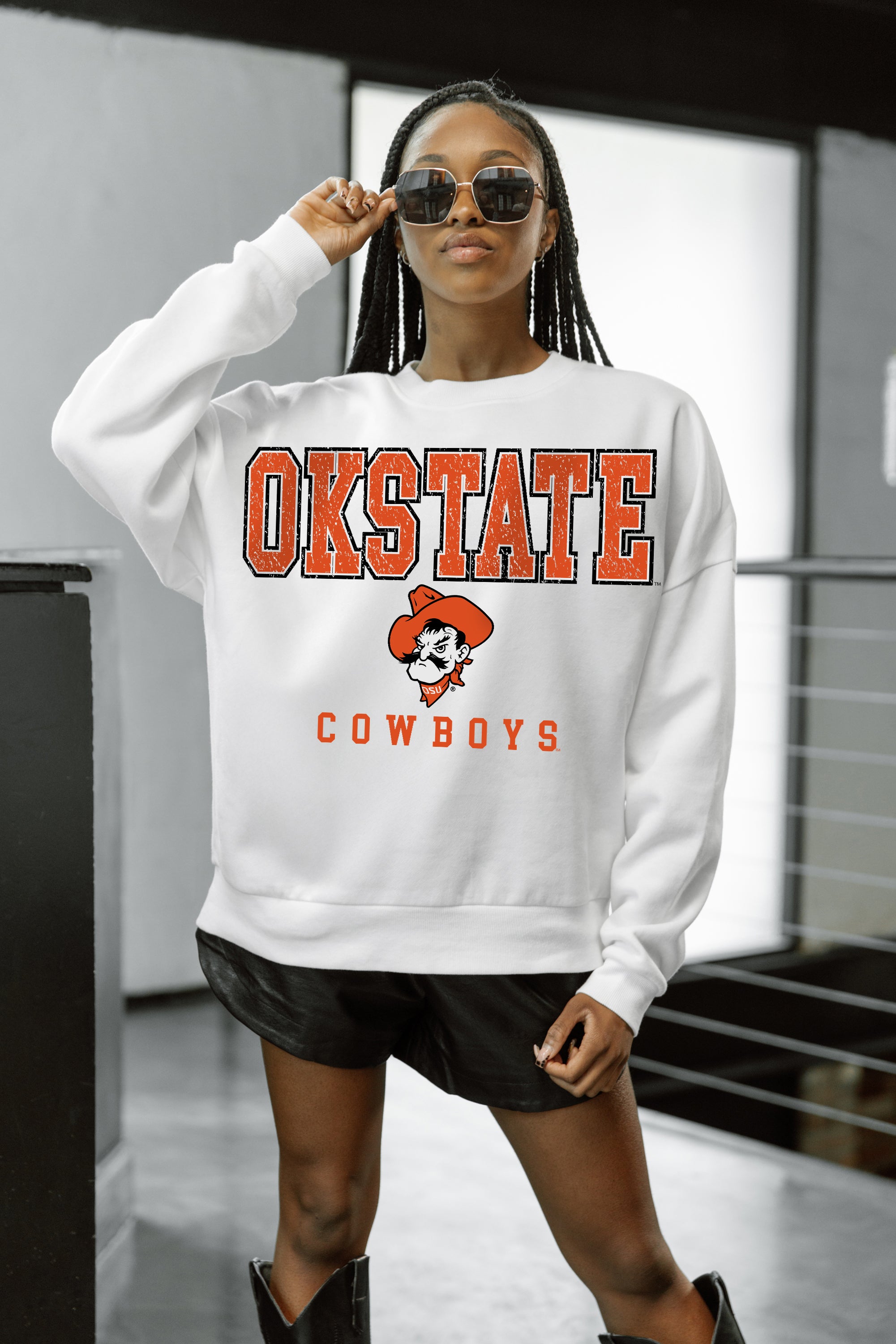 OKLAHOMA STATE COWBOYS Freestyle Fleece Drop-Shoulder Pullover