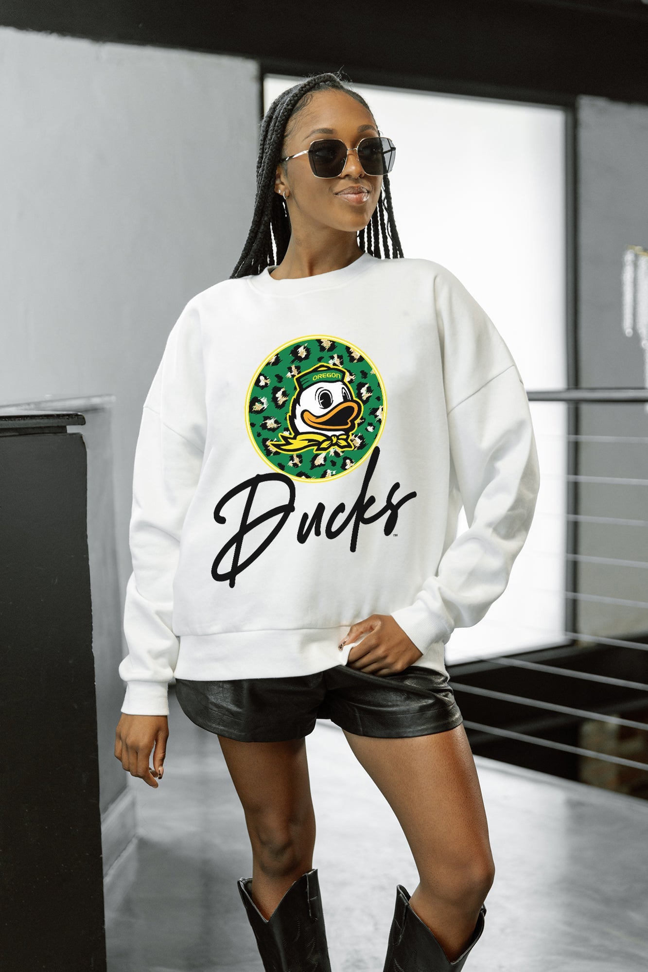 OREGON DUCKS WILD BREAKTHROUGH PREMIUM FLEECE CREWNECK PULLOVER