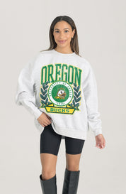 OREGON DUCKS HERITAGE PREMIUM FLEECE DROP SHOULDER CREWNECK PULLOVER