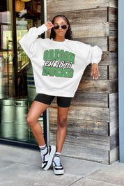 OREGON DUCKS FADED FORMATION PREMIUM FLEECE DROP SHOULDER CREWNECK PULLOVER