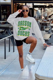OREGON DUCKS PENNANT PRIDE PREMIUM FLEECE DROP SHOULDER CREWNECK PULLOVER