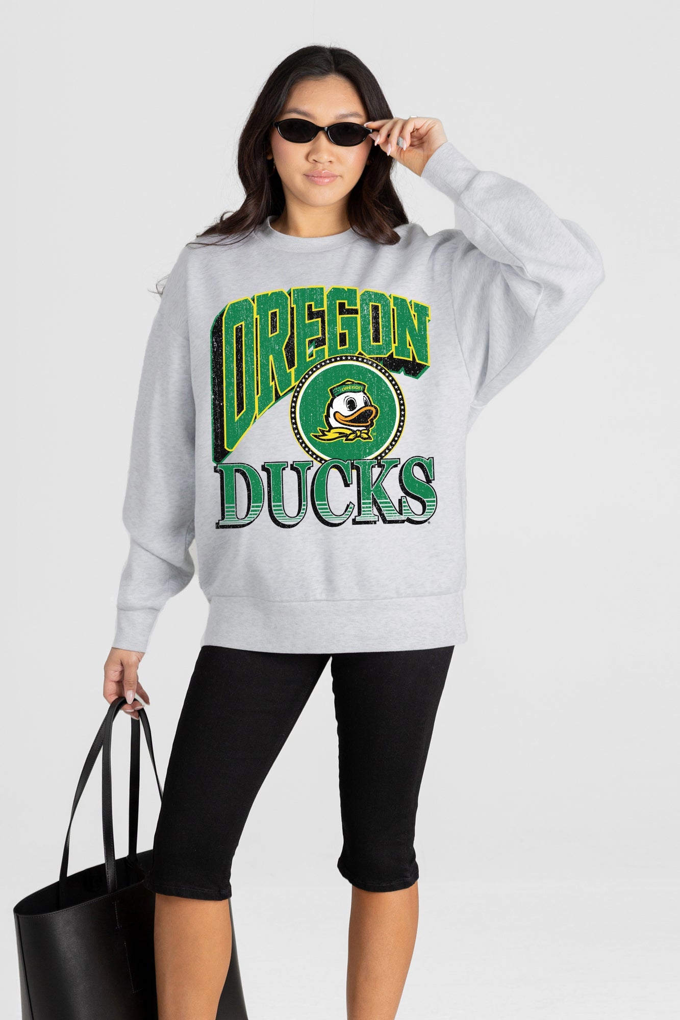 OREGON DUCKS GAME ON PREMIUM FLEECE DROP SHOULDER CREWNECK PULLOVER