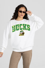 OREGON DUCKS SWEET PLAY PREMIUM FLEECE DROP SHOULDER CREWNECK PULLOVER
