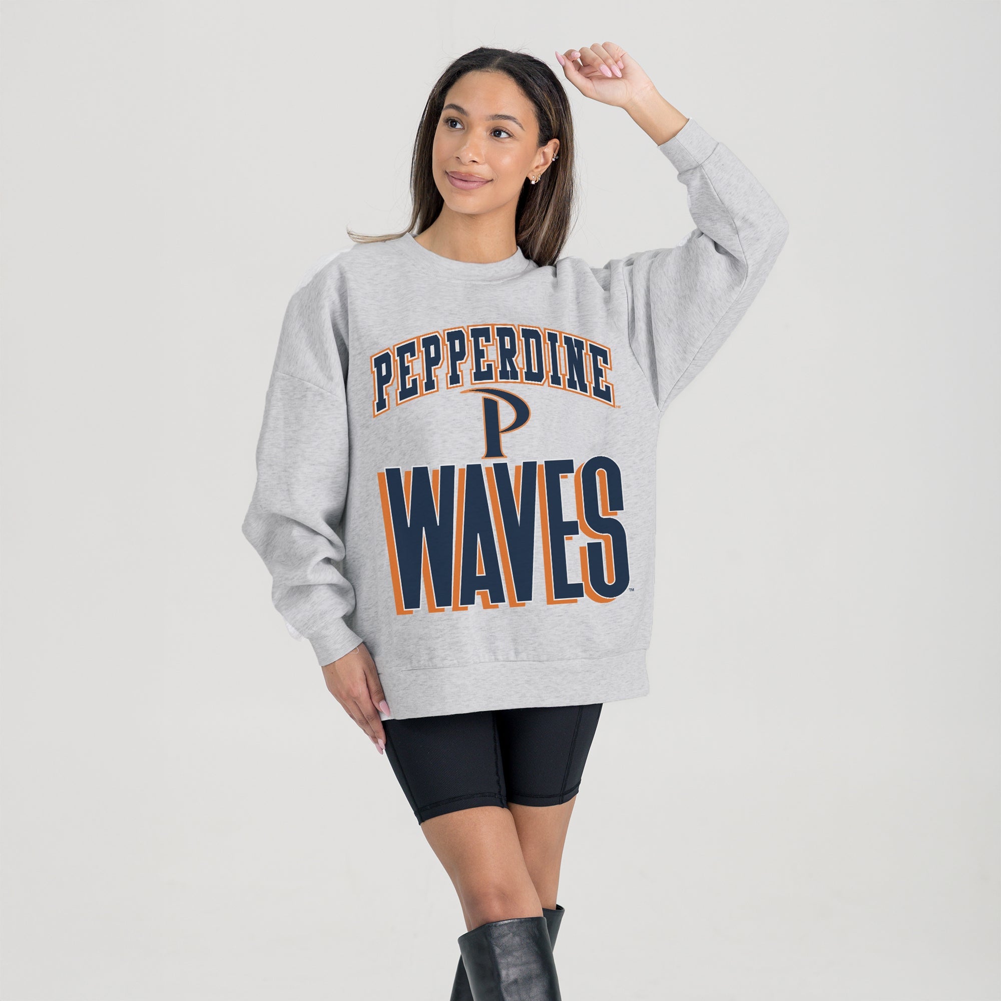 PEPPERDINE WAVES FIERCE FOCUS PREMIUM FLEECE DROP SHOULDER CREWNECK PULLOVER