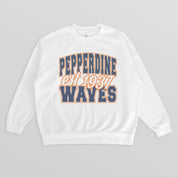 PEPPERDINE WAVES FADED FORMATION PREMIUM FLEECE DROP SHOULDER CREWNECK PULLOVER