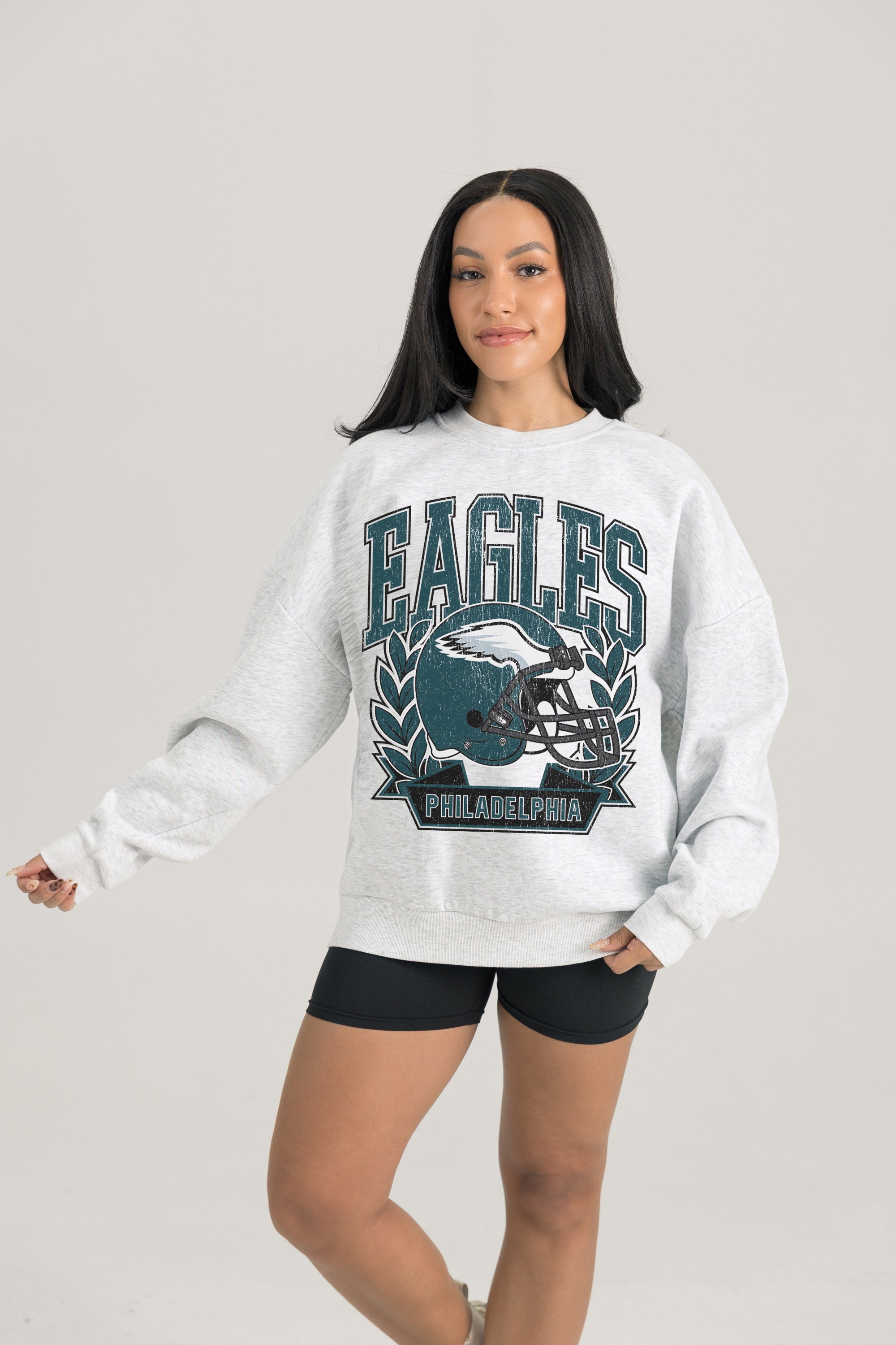 PHILADELPHIA EAGLES HERITAGE PREMIUM FLEECE DROP SHOULDER CREWNECK PULLOVER