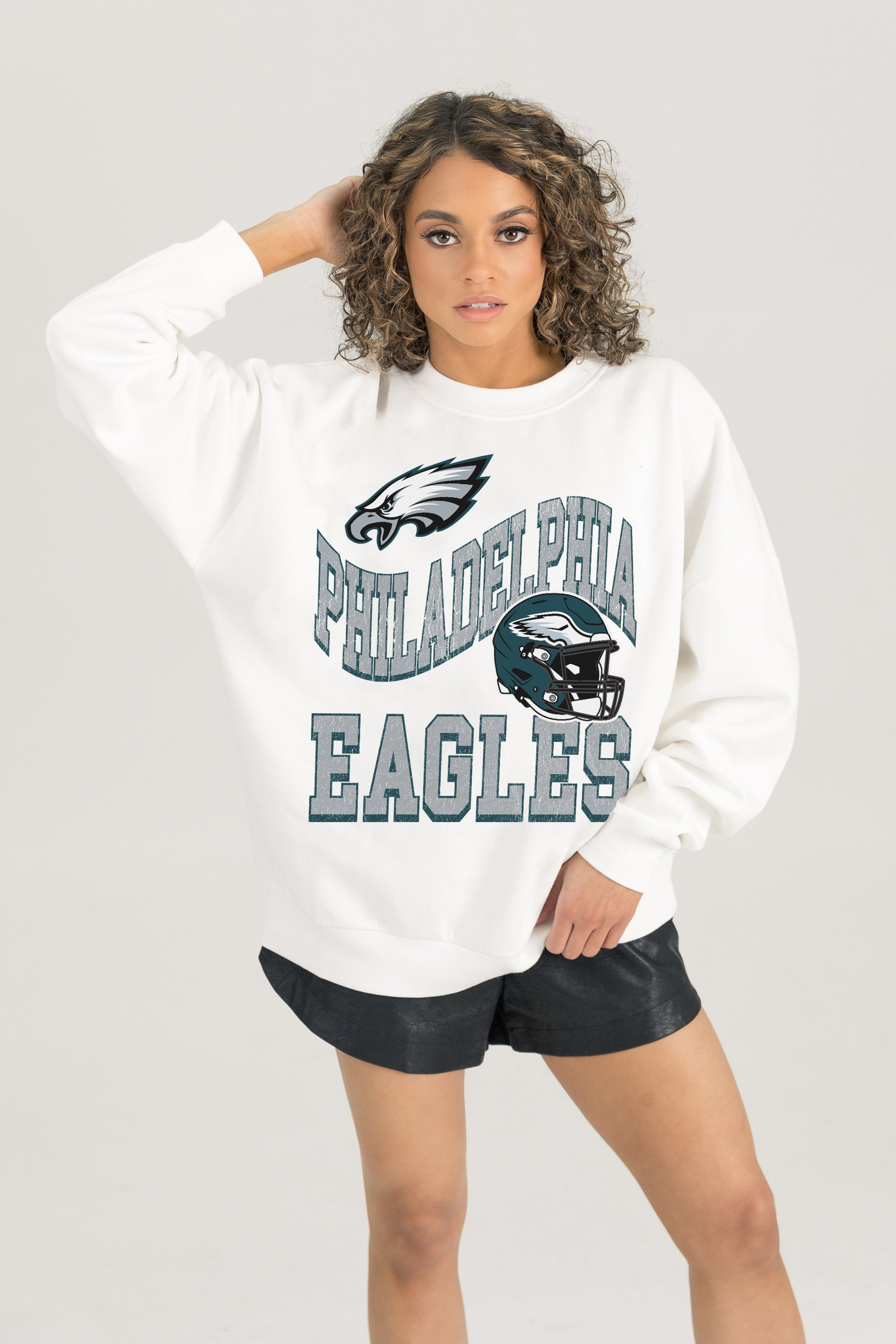 PHILADELPHIA EAGLES HARD EARNED PREMIUM FLEECE CREWNECK PULLOVER