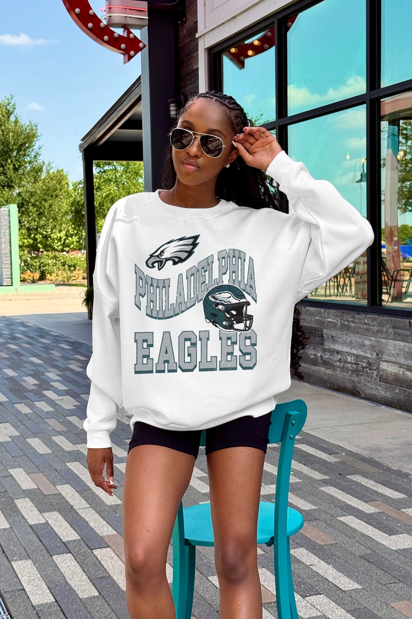 PHILADELPHIA EAGLES HARD EARNED PREMIUM FLEECE CREWNECK PULLOVER