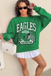 PHILADELPHIA EAGLES CLASSIC ARCHIVES PREMIUM FLEECE DROP SHOULDER CREWNECK PULLOVER