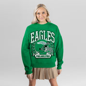 PHILADELPHIA EAGLES CLASSIC ARCHIVES PREMIUM FLEECE DROP SHOULDER CREWNECK PULLOVER