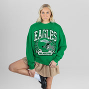 PHILADELPHIA EAGLES CLASSIC ARCHIVES PREMIUM FLEECE DROP SHOULDER CREWNECK PULLOVER