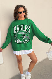 PHILADELPHIA EAGLES CLASSIC ARCHIVES PREMIUM FLEECE DROP SHOULDER CREWNECK PULLOVER