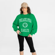 PHILADELPHIA EAGLES PRIME PLAY PREMIUM FLEECE DROP SHOULDER CREWNECK PULLOVER