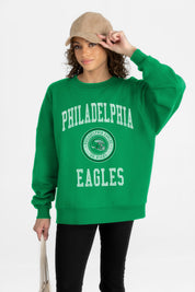 PHILADELPHIA EAGLES PRIME PLAY PREMIUM FLEECE DROP SHOULDER CREWNECK PULLOVER