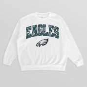 PHILADELPHIA EAGLES SWEET PLAY PREMIUM FLEECE DROP SHOULDER CREWNECK PULLOVER