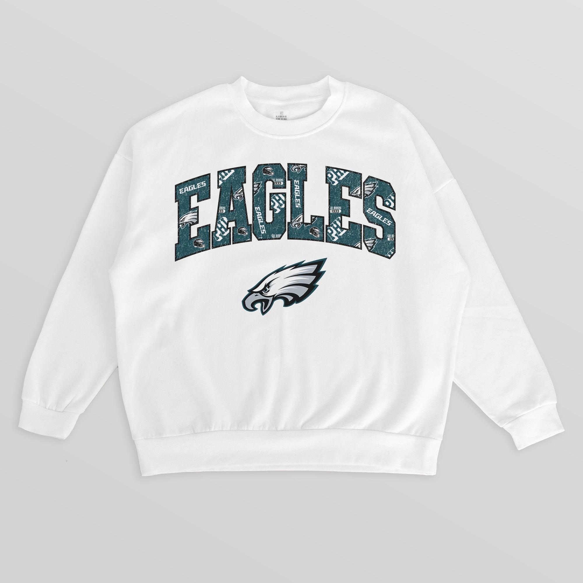 PHILADELPHIA EAGLES SWEET PLAY PREMIUM FLEECE DROP SHOULDER CREWNECK PULLOVER