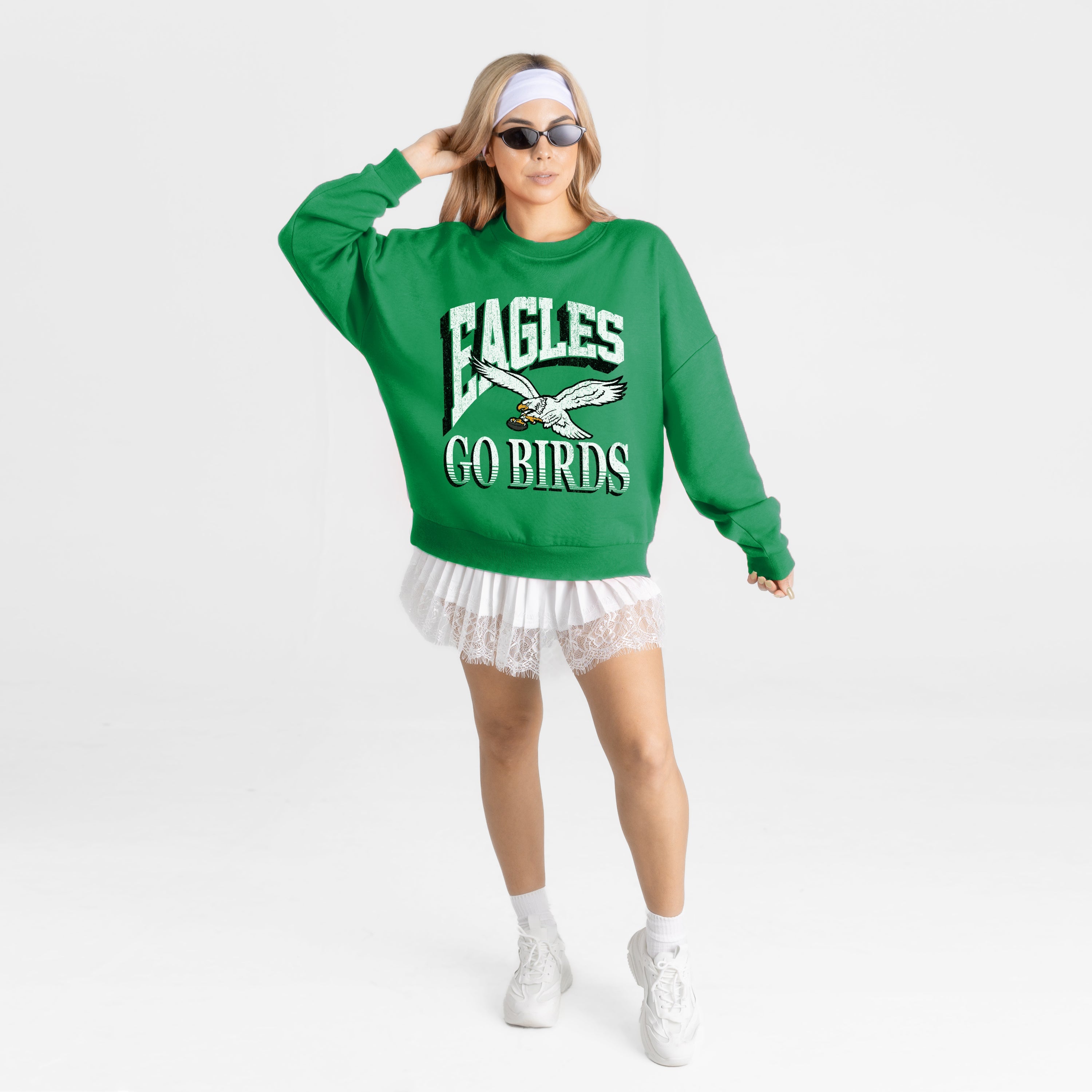 PHILADELPHIA EAGLES MAIN CHARACTER PREMIUM FLEECE DROP SHOULDER CREWNECK PULLOVER