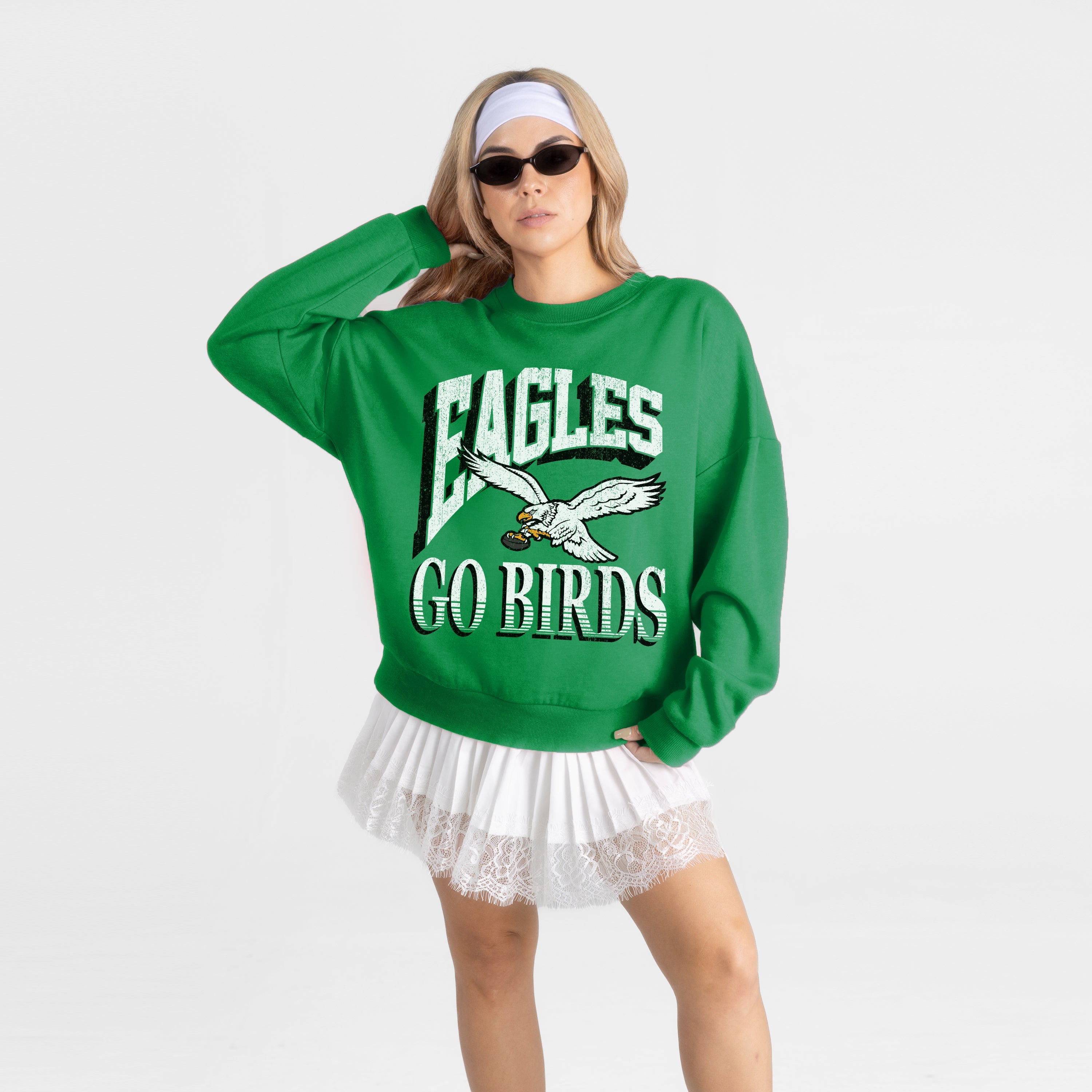 PHILADELPHIA EAGLES MAIN CHARACTER PREMIUM FLEECE DROP SHOULDER CREWNECK PULLOVER