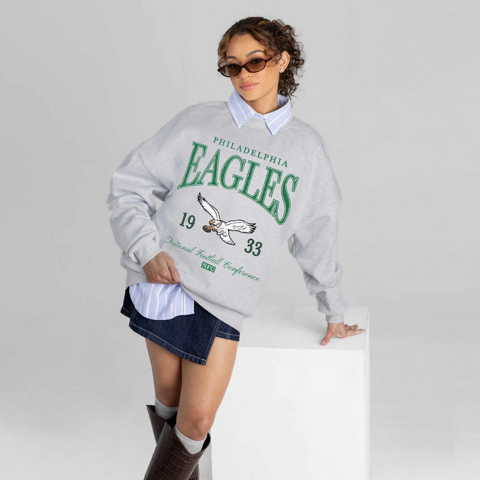 PHILADELPHIA EAGLES INSTANT CLASSIC PREMIUM FLEECE DROP SHOULDER CREWNECK PULLOVER