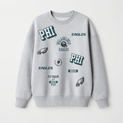 PHILADELPHIA EAGLES ALL IN REPEAT PREMIUM FLEECE DROP SHOULDER CREWNECK PULLOVER