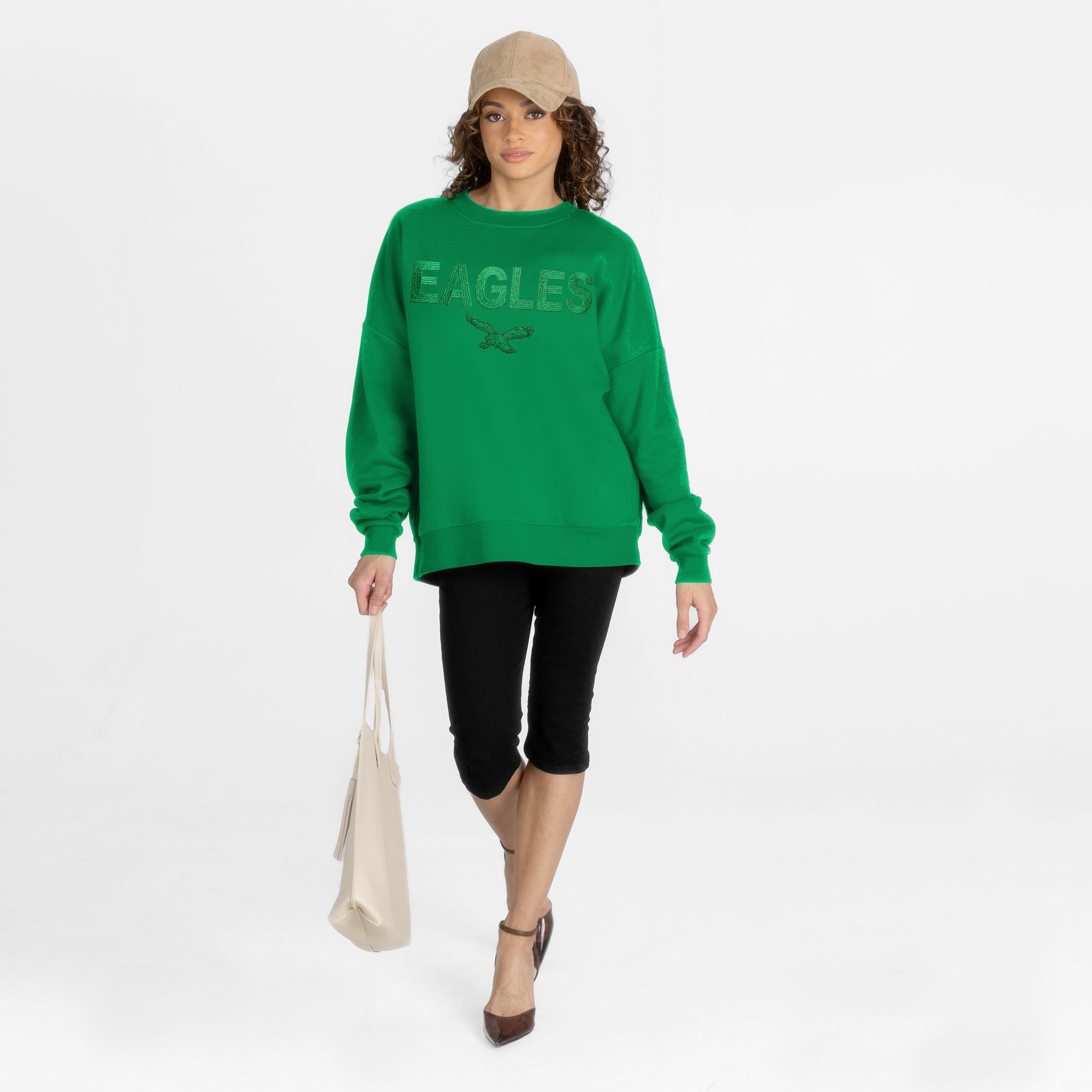 PHILADELPHIA EAGLES ELITE ERA EMBROIDERED PREMIUM FLEECE CREWNECK
