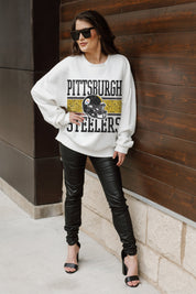 PITTSBURGH STEELERS FAIR CATCH PREMIUM FLEECE DROP SHOULDER CREWNECK PULLOVER