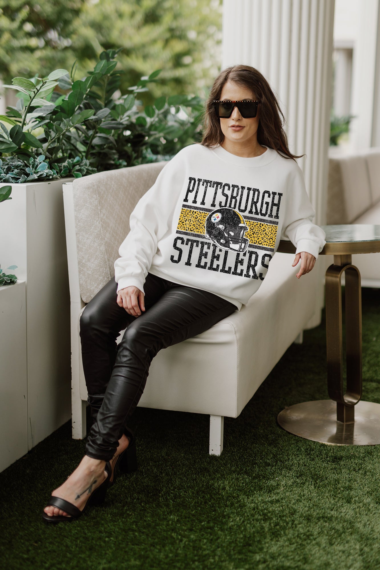 PITTSBURGH STEELERS FAIR CATCH PREMIUM FLEECE DROP SHOULDER CREWNECK PULLOVER