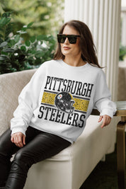 PITTSBURGH STEELERS FAIR CATCH PREMIUM FLEECE DROP SHOULDER CREWNECK PULLOVER