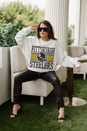PITTSBURGH STEELERS FAIR CATCH PREMIUM FLEECE DROP SHOULDER CREWNECK PULLOVER