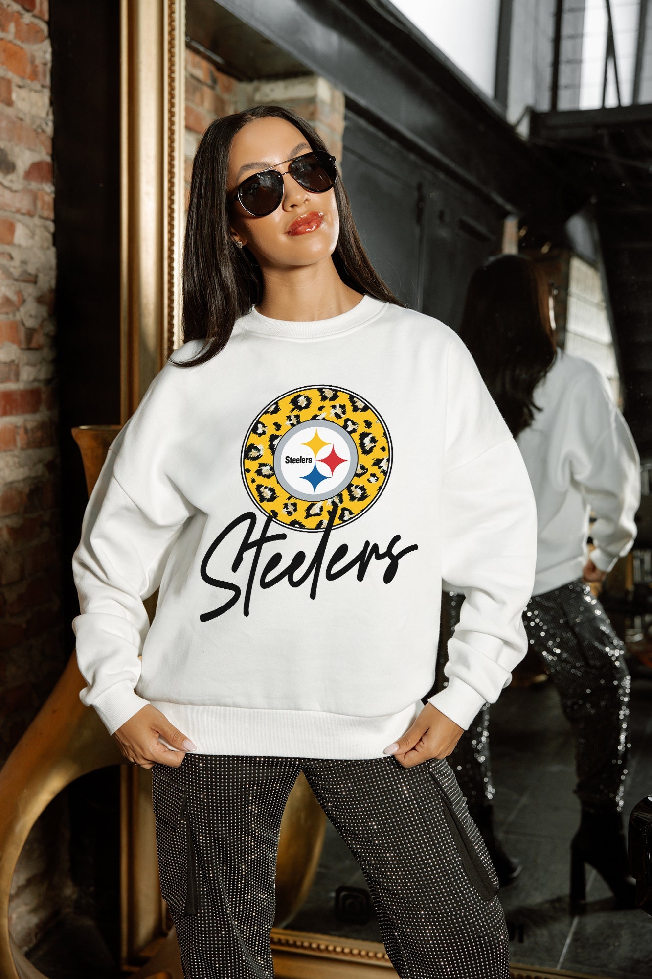 PITTSBURGH STEELERS WILD BREAKTHROUGH PREMIUM FLEECE CREWNECK PULLOVER