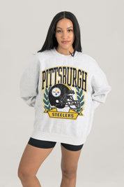 PITTSBURGH STEELERS HERITAGE PREMIUM FLEECE DROP SHOULDER CREWNECK PULLOVER