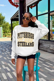 PITTSBURGH STEELERS FADED FORMATION PREMIUM FLEECE CREWNECK PULLOVER