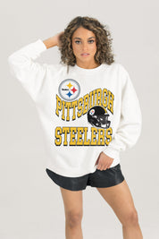 PITTSBURGH STEELERS HARD EARNED PREMIUM FLEECE CREWNECK PULLOVER