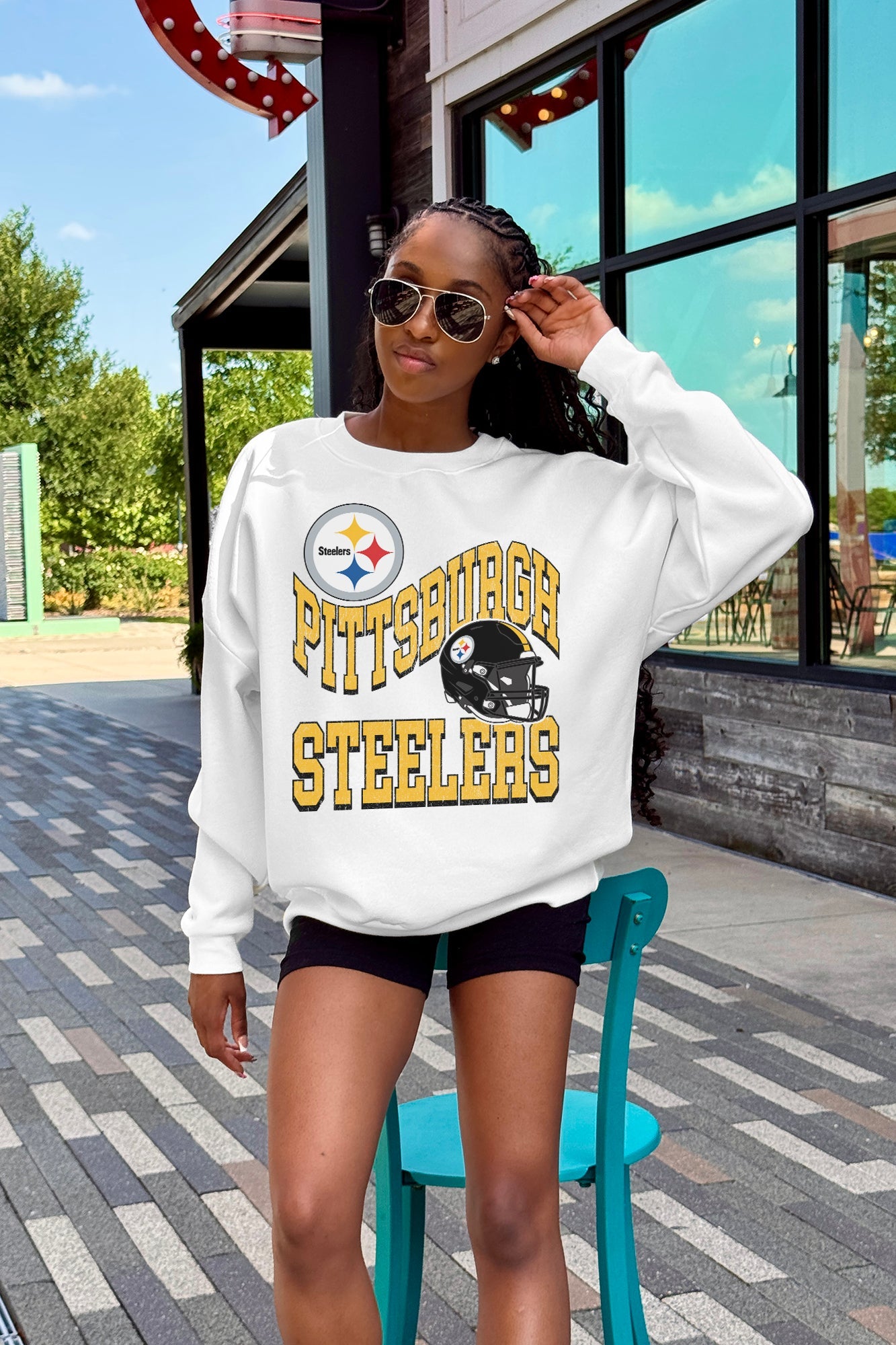 PITTSBURGH STEELERS HARD EARNED PREMIUM FLEECE CREWNECK PULLOVER