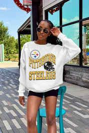 PITTSBURGH STEELERS HARD EARNED PREMIUM FLEECE CREWNECK PULLOVER